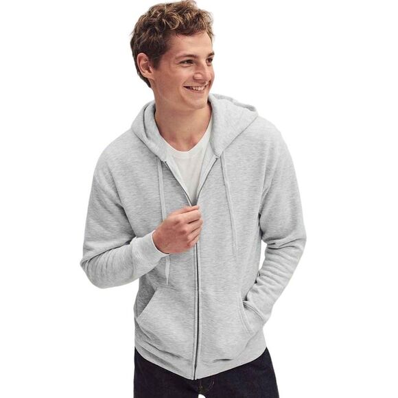 Fruit of the Loom Unisex AdultFull Zip Hoodie / Heather Grey